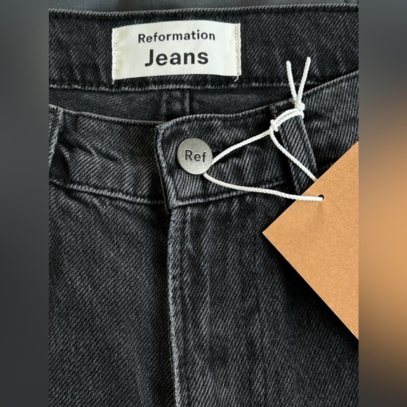 Reformation Julia High Cigarette Black Denim Jean Monterey Wash Women Sz 24 NWT - Picture 7 of 14